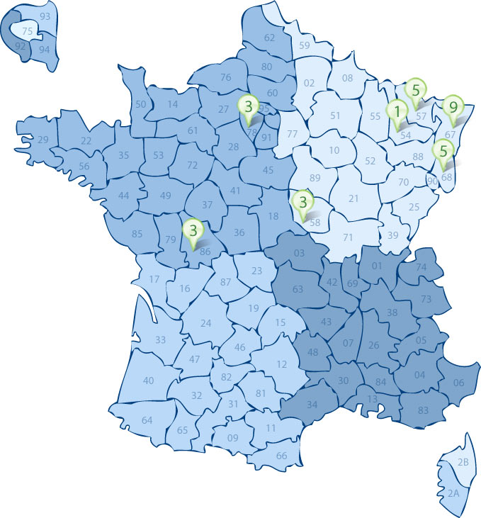 Carte de france des HDJ SSR