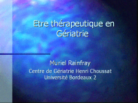 Être thérapeutique en gériatrie :: Par Muriel RAINFRAY&nbsp; 